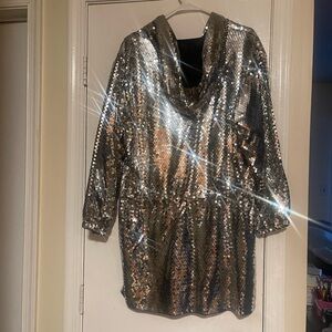 Moschino Silver and Black Sequin Jacket